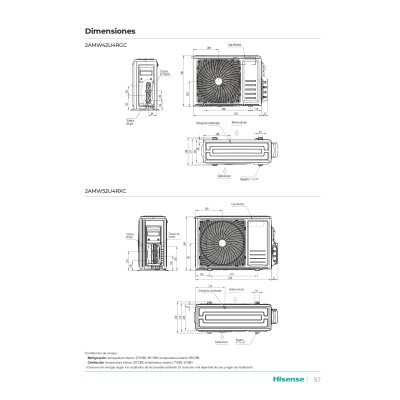 Aire acondicionado multisplit 3x1 split Hisense CF25YR04G+CF25YR04G+CF25YR04G+3AMW62U4RFA