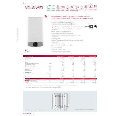 Termo eléctrico Velis Wifi de Ariston