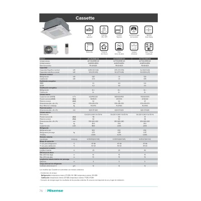 Aire acondicionado multicassette 2x1 Hisense ACT52UR4RCA4+ACT52UR4RCA4+4AMW81U4RAA