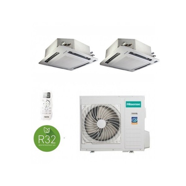 Aire acondicionado multicassette 2x1 Hisense 3AMW72U4RFA+ACT52UR4RCC8+ACT52UR4RCC8